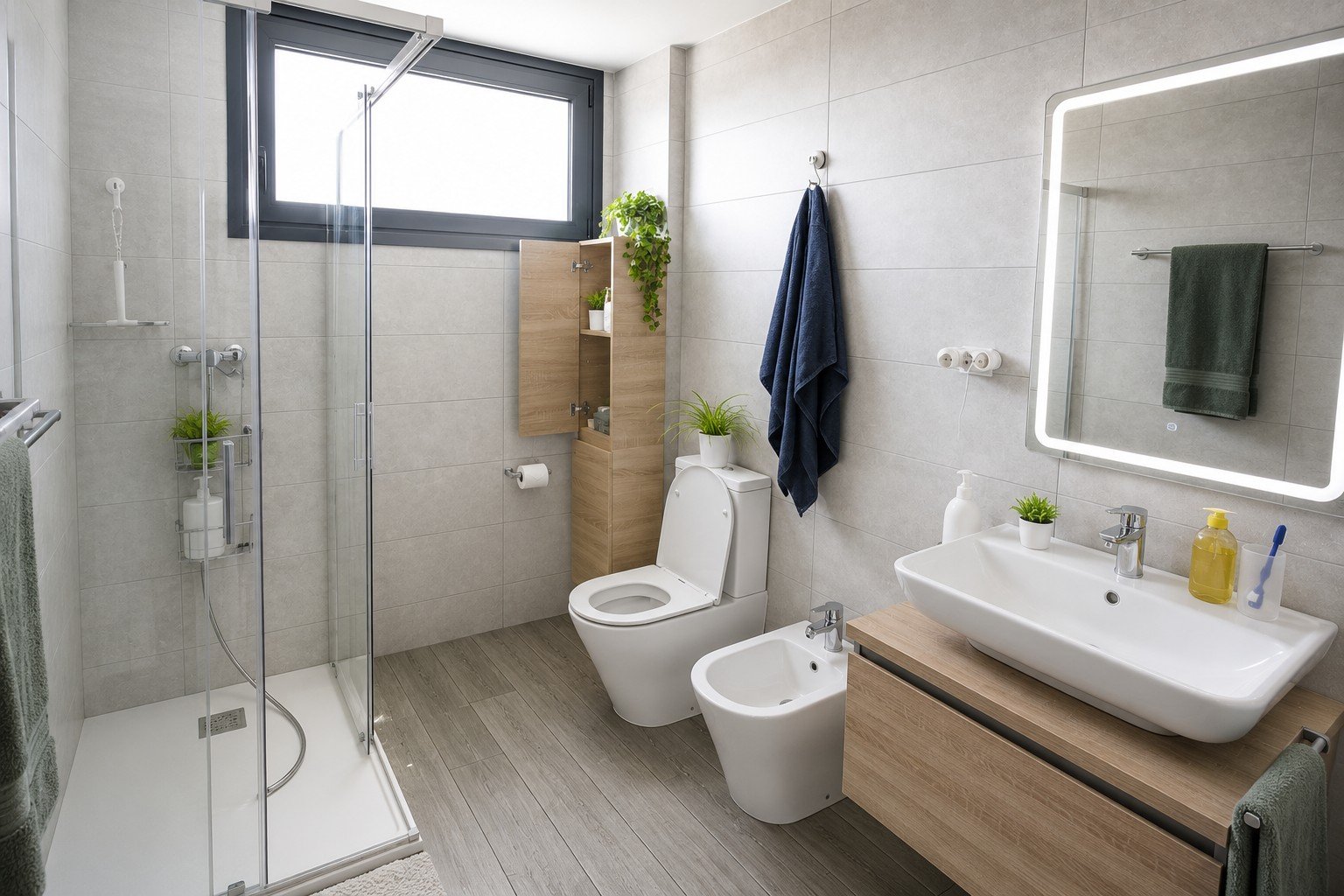 Sparkling clean tidy bathroom after washroom service